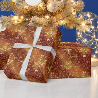 Elegant Copper Flower Mandala Wrapping Paper ラッピングペーパー