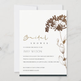 ELEGANT COPPER FOIL HYDRANGE BRIDAL SHOWER  INVITE サンキューカード