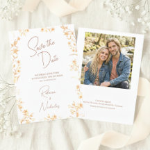 Elegant Copper Glow Wildflowers Script Photo