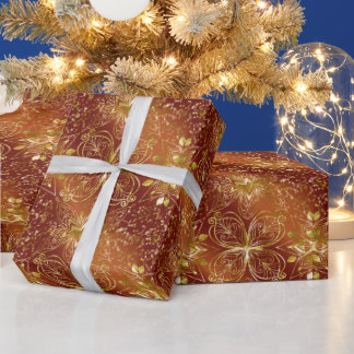 Elegant Copper Gold Florals Luxe Aesthetics ラッピングペーパー