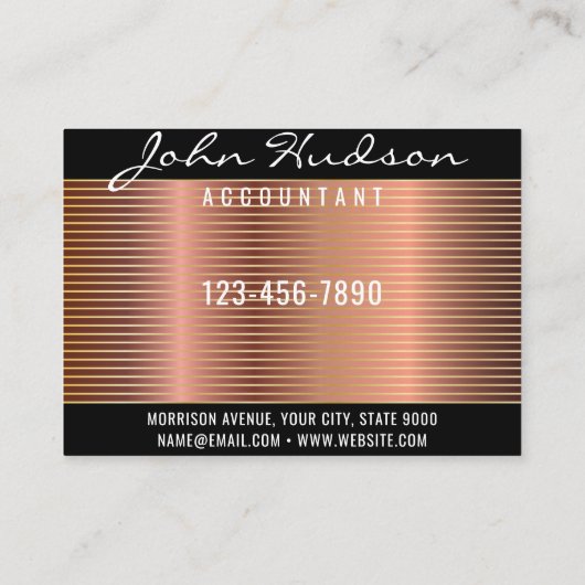 Elegant Copper Script Modern Design 3.5x2.5 名刺 (裏面)