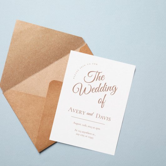 Elegant Copper Script Wedding Invitation 招待状
