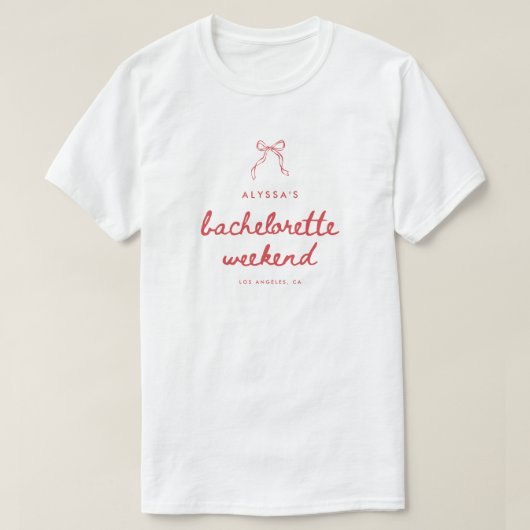Elegant Coquette Bow Custom Bachelorette Weekend Tシャツ (デザイン正面)