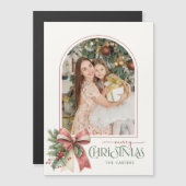 Elegant Coquette Bow Merry Christmas Arch Photo (正面/裏面)