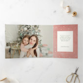 Elegant Coquette Bow Merry Christmas Arch Photo 三つ折りカード (内部)