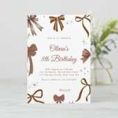 Elegant Coquette Brown Bow Birthday Invitation 招待状 (スタンド正面)