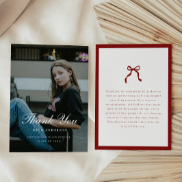 Elegant Coquette Classic Wine Red Graduation Photo サンキューカード