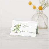 Elegant Coquette Martini Sage Green Baby Shower  プレイスカード (正面)