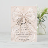 Elegant Coquette Pearl Bow Baptism 招待状 (スタンド正面)
