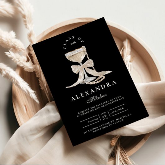 Elegant Coquette Pearl Graduation 招待状