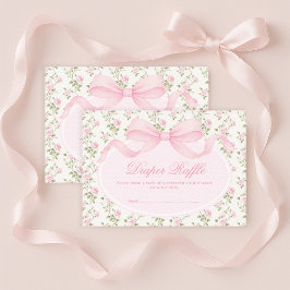 Elegant Coquette Pink Bow Diaper Raffle エンクロージャーカード