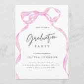 Elegant Coquette Pink Bow Photo Graduation Party  招待状 (裏面)