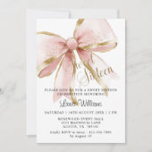 Elegant Coquette Pink & Gold Bow Sweet Sixteen 招待状 (正面)