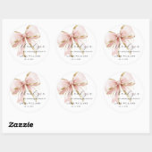 Elegant Coquette Pink Gold Bow Thank you Sweet 16 ラウンドシール (シート)