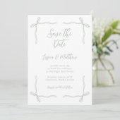 Elegant Coquette Sage Green Bows and Vows Wedding セーブザデート (スタンド正面)