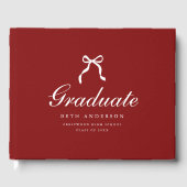 Elegant Coquette Script Graduation Party Wine Red ゲストブック (正面)