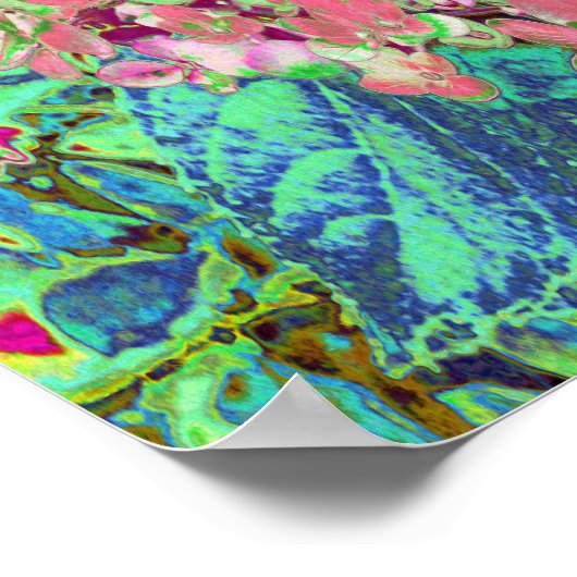 Elegant Coral and Chartreuse Limelight Hydrangea ポスター (角)