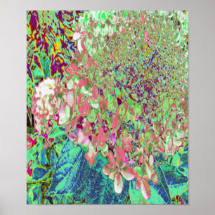 Elegant Coral and Chartreuse Limelight Hydrangea ポスター