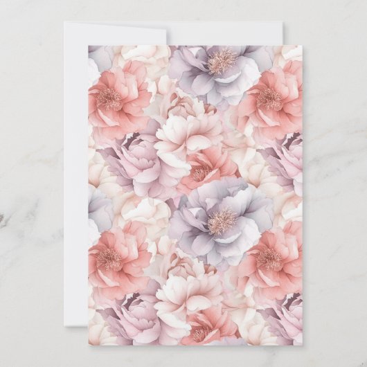 Elegant Coral and Lavender Peony 40th Birthday  招待状 (裏面)