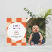 Elegant Coral & Cream Pattern  Happy Easter Photo シーズンカード (スタンド正面)
