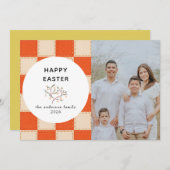 Elegant Coral & Cream Pattern  Happy Easter Photo シーズンカード (正面/裏面)