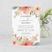 Elegant Coral Garden Floral Wedding 招待状 (スタンド正面)