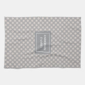 Elegant Coral Grey Towel Custom Name Kitchen Gift キッチンタオル (横)