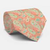 Elegant Coral & Mint Green Floral Paisley ネクタイ (ロール)