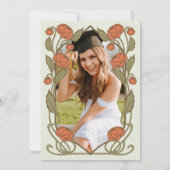 Elegant Coral Peony Art Nouveau Graduation Party 招待状 (裏面)