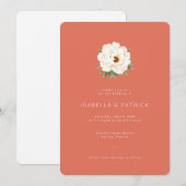 Elegant Coral Peony Floral 招待状 (正面/裏面)