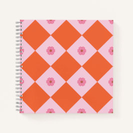 Elegant Coral & Pink Floral Geometric Notebook ノートブック
