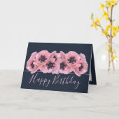 Elegant Coral Pink Poppies Botanical Chic Birthday カード (黄色い花)
