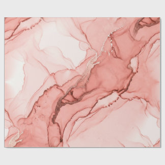 Elegant Coral Pink Rose Gold Marble ラッピングペーパー