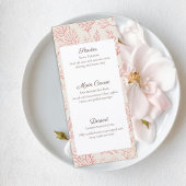 Elegant Coral Reef Wedding Menu Card メニュー