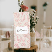 Elegant Coral Reef Wedding Menu Card メニュー