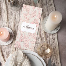 Elegant Coral Reef Wedding Menu Card