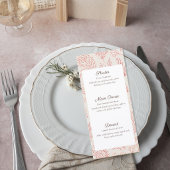 Elegant Coral Reef Wedding Menu Card メニュー