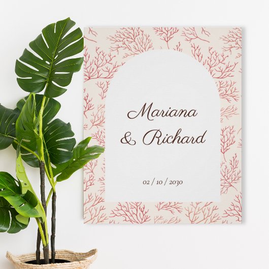 Elegant Coral Reef Wedding Poster ポスター