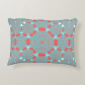 Elegant Coral Turquoise Grey Geometric Pattern  アクセントクッション (裏面)