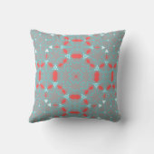 Elegant Coral Turquoise Grey Geometric Pattern  クッション (裏面)