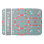 Elegant Coral Turquoise Grey Geometric Pattern  バスマット (正面)