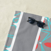 Elegant Coral Turquoise Grey Geometric Pattern  ビーチタオル (インサイチュ)