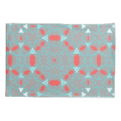 Elegant Coral Turquoise Grey Geometric Pattern  枕カバー (裏面)
