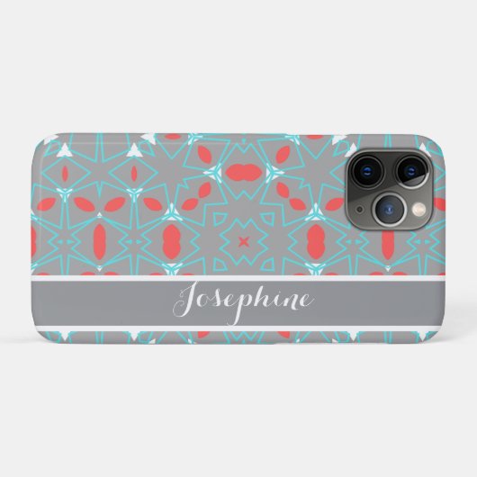 Elegant Coral Turquoise Grey Geometric Pattern  Case-Mate iPhoneケース (裏面(横))