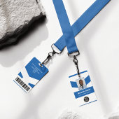 Elegant Corporate Blue Stripes Employee ID Badge バッジ
