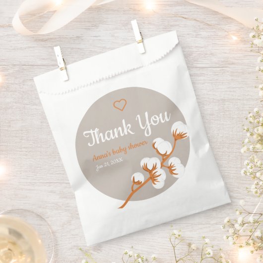 Elegant Cotton Branch Baby Shower  フェイバーバッグ (クリップ留めされた状態)