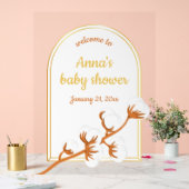 Elegant Cotton Branch Baby Shower Acrylic Sign アクリルサイン (ウェディング)