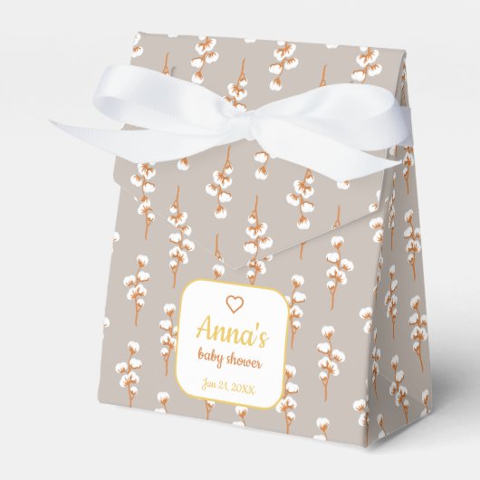 Elegant Cotton Floral Baby Shower フェイバーボックス (正面サイド)