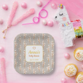 Elegant Cotton Floral Baby Shower ペーパープレート (パーティー)