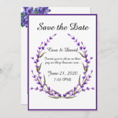 Elegant Country Chic Purple Floral Save the Date 招待状 (正面/裏面)
